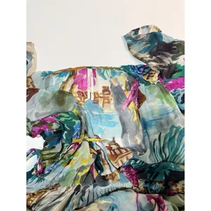 Anthropologie V-Neck Flutter-Sleeve Colorful Tropical Print Dress Xs thumbnail 10
