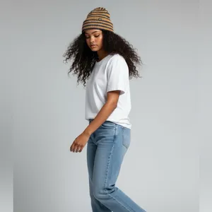 NWT Free People Stripe It Up Cool Down Beanie in Varsity Orange thumbnail 2