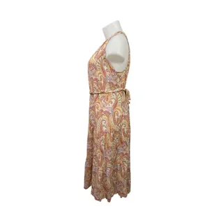 MNG Mango Nora Women's Multicolor Paisley Midi Tiered Boho A-Line Dress Size 2XL thumbnail 2
