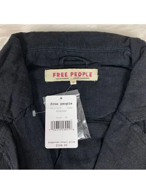 NEW Free People Linen Blend Charly Blazer SIZE MEDIUM MIDNIGHT NWT thumbnail 9