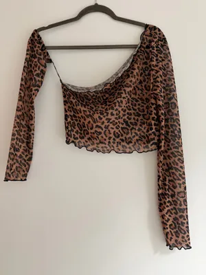 Shein Sheer Long Sleeve Crop Top thumbnail 1
