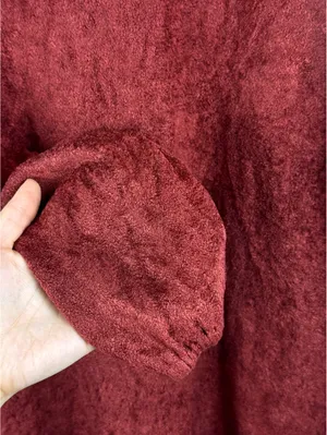 Elizabeth and James Burgundy Velour Knit Sweater Mini Dress Long Sleeve Size L thumbnail 4