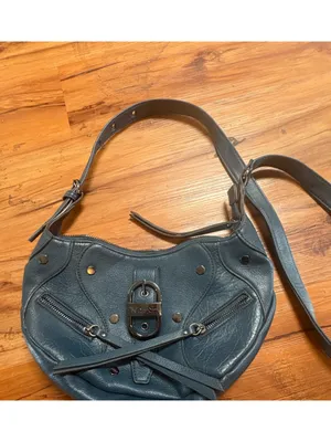 Jessica Simpson Teal Moto Hobo Shoulder Bag Y2K Buckle Zip Purse thumbnail 2