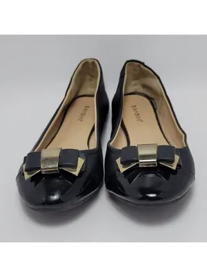 Bamboo Lula Flat Black Faux Leather Bow Ballet Shoe Size 9 thumbnail 4