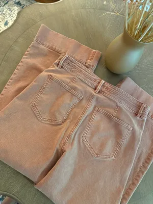 Ann Taylor Wide-Leg Jeans in Dusty Coral thumbnail 5
