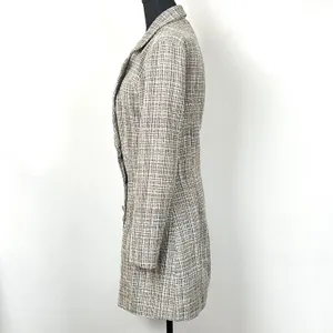 Lulus Double Breasted Tweed Coat Womens Medium Wool Blend‎ Brown Plaid Academia thumbnail 3