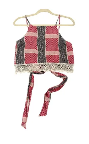Abercrombie & Fitch Red Boho Tie Back Festival Halter Crop Top Size Women's XS thumbnail 1