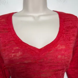 Splash y2k Women‎ Cyber Grunge Sheer Top XL Red Mall Goth V-Neck thumbnail 13