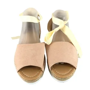 Womens D'Orsay Flats Ankle Strap Peep Toe Faux Suede Beige Size 41 US 10 thumbnail 2