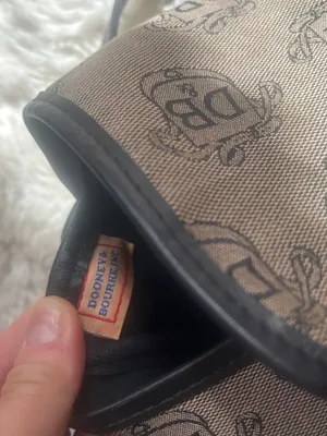 Dooney & bourke vintage gray and black monogram fabric shoulder bag thumbnail 7