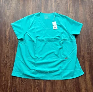 NWT FIGS Oasis Blue Casma Three Pocket Scrub Top - Size 4XL thumbnail 1