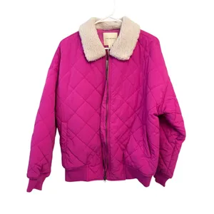 Thread & Supply Faux Shearling Collar Dad Jacket in Very Berry M NWT thumbnail 2