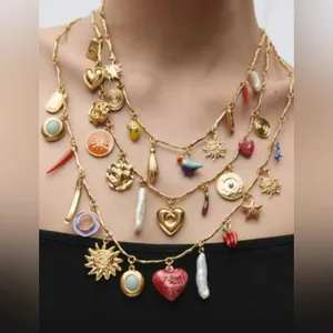 Zara NEW 3 Pack Necklace Beach Gold Charm Layered Bohemian Hippie Festival Boho‎ thumbnail 2