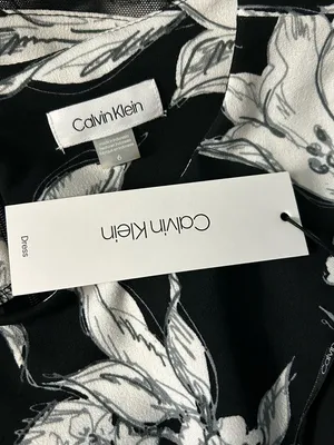 Calvin Klein Women’s Black & White Floral Print Dress SZ 6 NWT thumbnail 13