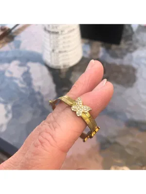 Vintage Women's Herringbone Pave Rhinestone Butterfly Gold Tone Bracelet thumbnail 5
