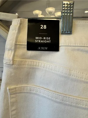 J. Crew Women White Denim Mid Rise Straight Fit Zip Jeans Size 28 thumbnail 4