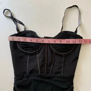 Oh Polly Black Ruched Corset Mini Dress US 2 Bodycon Bustier Party thumbnail 5