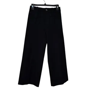 Anthropologie Black Cropped Wide-Leg Pants Size 2 thumbnail 2