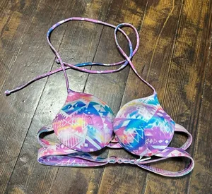 Victoria’s Secret tie dye multicolor XS halter strappy bikini top thumbnail 1