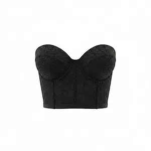 Black Lace Bustier Corset Top L/XL NWT Strapless Longline Gothic Festival thumbnail 8