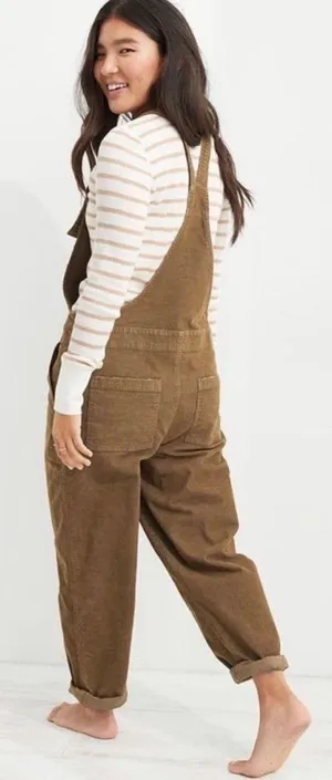 Aerie Bib Overalls Corduroy Werk N Play Women’s XS Brown Suspender Baggy Y2K thumbnail 2