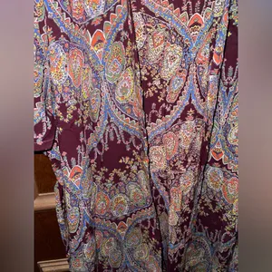 Vintage Paisley Print Wrap Dress in Purple and Blue Size Medium thumbnail 6