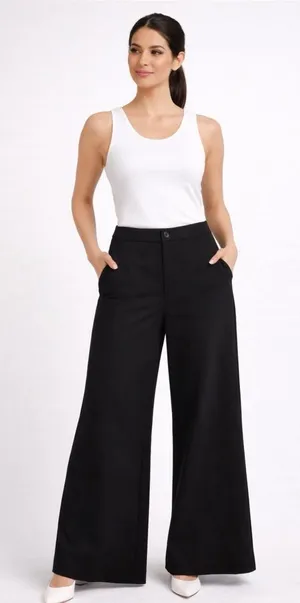 women’s Black High Rise Wide Leg Pants | Minimalist Workwear Small New (A459)✨ thumbnail 1