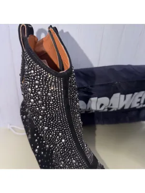 DADAWEN Black Rhinestone Western Ankle Boots Size 8 thumbnail 4