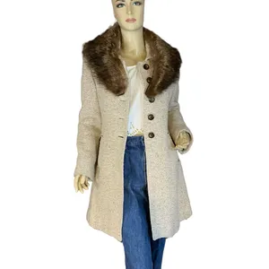 Vintage Circa 1980'S J. Marco Beige & Brown Wool & Fox Fur Collar Coat (S) thumbnail 8
