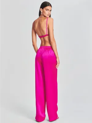 Retrofête Kasha Neon Pink Satin Wide Leg Pant thumbnail 2