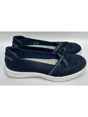 Clarks Cloudsteppers Womens Size 9.5M Adella Poppy Slip On Shoes Navy Blue thumbnail 2