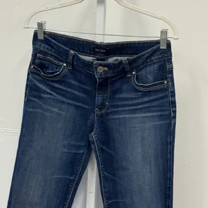 White House Black Market Slim Crop Jeans Dark Wash Raw Hem Size 6 Stretch Casual thumbnail 3