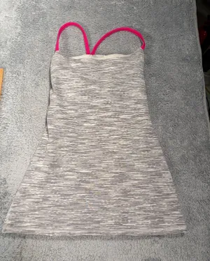 Lululemon Heathered Gray Tank yop with Hot Pink Straps 2 thumbnail 1