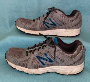 NEW BALANCE leather mesh memory foam lace up gray blue sneakers size 9.5 thumbnail 1