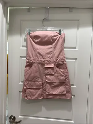 Zara Light Pink Cargo Strapless Mini Dress Small thumbnail 2