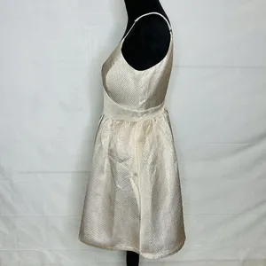 Lulu’s Star of the Evening Gold Metallic Skater Mini Dress Size M Adjustable thumbnail 5