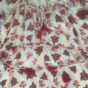 Free People Camella Mini Dress M Ivory and Pink Floral Bohemian 3/4‎ Sleeve thumbnail 9