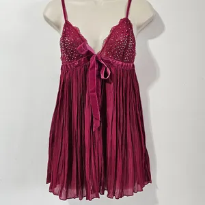 Victoria's Secret Pleated Embellished Babydoll - Claret Red - Size M - 11211557 thumbnail 3