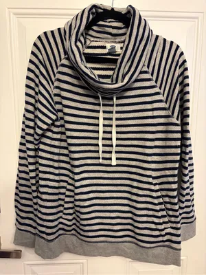 Old Navy Navy and Grey Striped Cowl Neck Sweater thumbnail 1