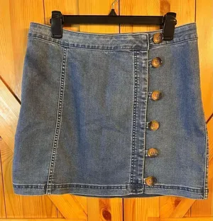 Free People Women Blue Denim Skirt 12 NWT (3594) thumbnail 1