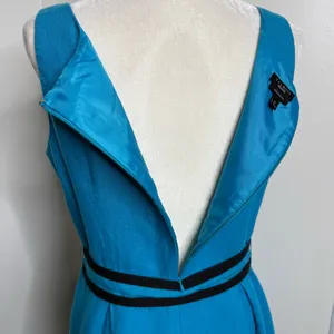 Talbots Pure Irish Linen Blue Midi Dress W/ Belt Women’s Size 10 Lined thumbnail 5