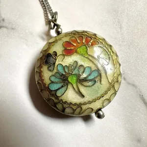 Vintage cloisonné butterfly pendant necklace thumbnail 6