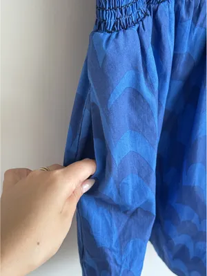 Anthropologie Maeve Blue Smocked Square Neck Mini Dress Size M thumbnail 8