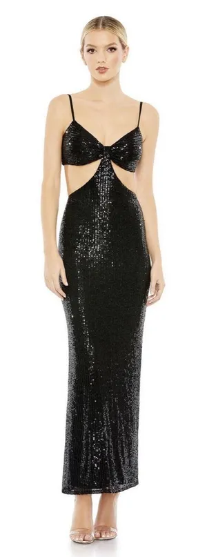 IEENA For Mac‎ Duggal 70130 Black Gown Size 4 Cutout All Over Sequin Sexy thumbnail 1