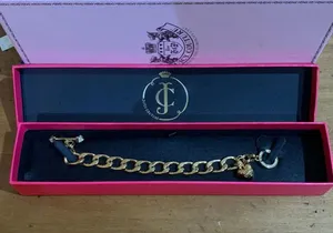 Juicy Couture Gold Heart B-Charm Link Bracelet Toggle Closure thumbnail 2