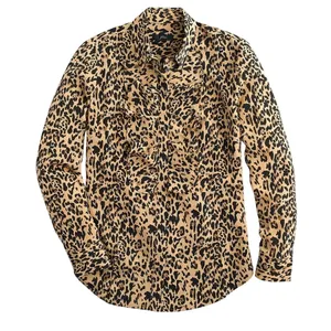 J. Crew Leopard Rufle Silk Blouse Size 8 thumbnail 1