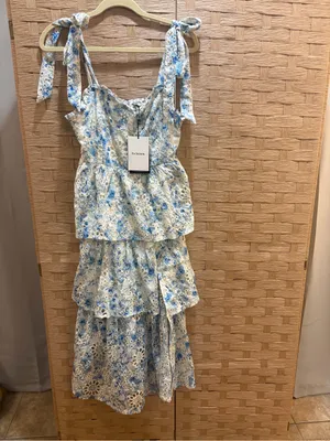 NWT Anthropologie En Saison Claire Midi Dress Eyelet Floral Tiered Fairy Size S thumbnail 7