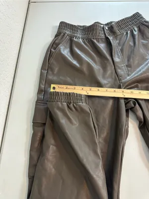 Abercrombie & Fitch Faux Brown Leather Cargo High Rise Jogger Pants Size L NWT thumbnail 8