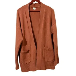 a new day Salmon/Orange Open Front Cardigan Sweater w/ Pockets thumbnail 3