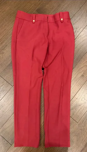 LOFT Slim Ankle Pants Plum Red Gold Button Detail Women’s Size 6 - C54-127 thumbnail 1